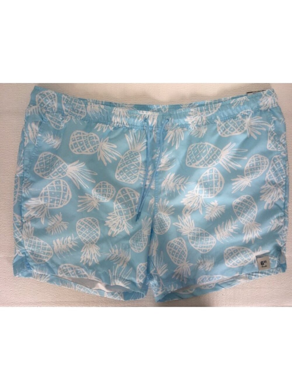 George Swim Trunk Men Size 3XL 48 to 50 Blue w White Pineapples Pocket New w Tag